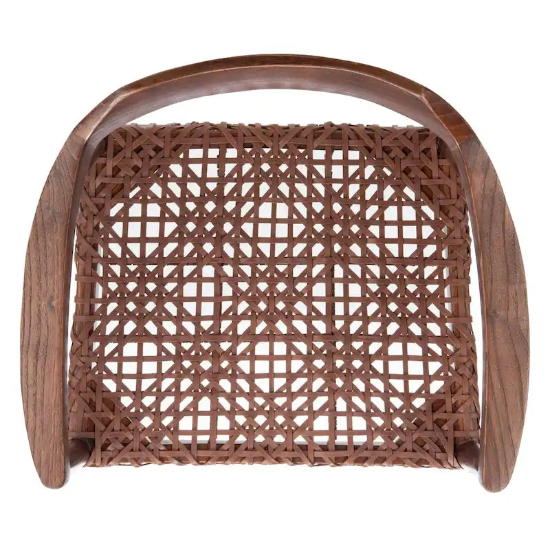 Fauteuil lounge en cuir tressé et bois massif - 22 pouces de large x 20,5 pouces de long x 28,5 pouces de haut - 22 pouces de large x 21 pouces de profondeur x 29 pouces de haut