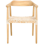 Fauteuil lounge en cuir tressé et bois massif - 22 pouces de large x 20,5 pouces de long x 28,5 pouces de haut - 22 pouces de large x 21 pouces de profondeur x 29 pouces de haut