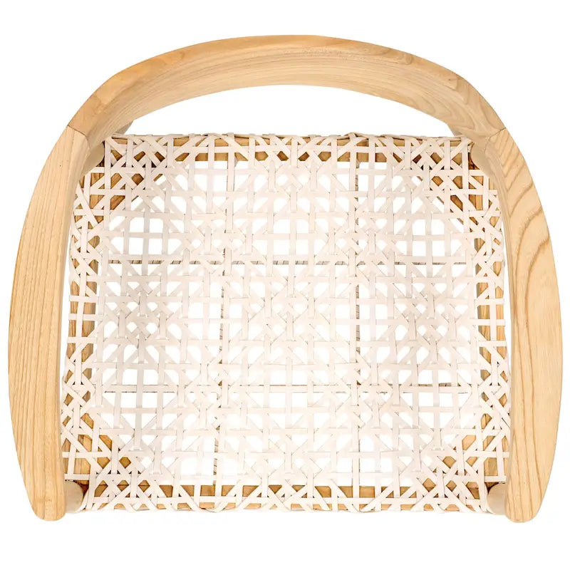 Fauteuil lounge en cuir tressé et bois massif - 22 pouces de large x 20,5 pouces de long x 28,5 pouces de haut - 22 pouces de large x 21 pouces de profondeur x 29 pouces de haut