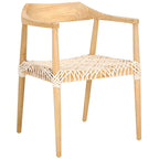 Fauteuil lounge en cuir tressé et bois massif - 22 pouces de large x 20,5 pouces de long x 28,5 pouces de haut - 22 pouces de large x 21 pouces de profondeur x 29 pouces de haut