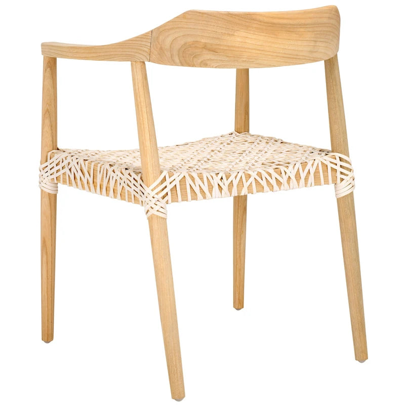 Fauteuil lounge en cuir tressé et bois massif - 22 pouces de large x 20,5 pouces de long x 28,5 pouces de haut - 22 pouces de large x 21 pouces de profondeur x 29 pouces de haut