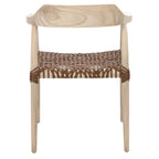 Fauteuil lounge en cuir tressé et bois massif - 22 pouces de large x 20,5 pouces de long x 28,5 pouces de haut - 22 pouces de large x 21 pouces de profondeur x 29 pouces de haut