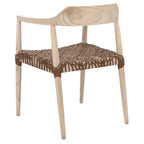 Fauteuil lounge en cuir tressé et bois massif - 22 pouces de large x 20,5 pouces de long x 28,5 pouces de haut - 22 pouces de large x 21 pouces de profondeur x 29 pouces de haut