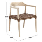 Fauteuil lounge en cuir tressé et bois massif - 22 pouces de large x 20,5 pouces de long x 28,5 pouces de haut - 22 pouces de large x 21 pouces de profondeur x 29 pouces de haut
