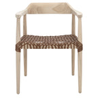 Fauteuil lounge en cuir tressé et bois massif - 22 pouces de large x 20,5 pouces de long x 28,5 pouces de haut - 22 pouces de large x 21 pouces de profondeur x 29 pouces de haut