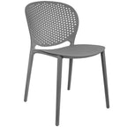 Chaise de salle à manger moderne en plastique pour jardin, patio, intérieur ou extérieur, empilable, protégée contre les UV, sans accoudoirs, avec dossier à pois Surf