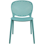 Chaise de salle à manger moderne en plastique pour jardin, patio, intérieur ou extérieur, empilable, protégée contre les UV, sans accoudoirs, avec dossier à pois Surf