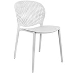 Chaise de salle à manger moderne en plastique pour jardin, patio, intérieur ou extérieur, empilable, protégée contre les UV, sans accoudoirs, avec dossier à pois Surf