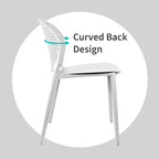 Chaise de salle à manger moderne en plastique pour jardin, patio, intérieur ou extérieur, empilable, protégée contre les UV, sans accoudoirs, avec dossier à pois Surf
