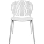 Chaise de salle à manger moderne en plastique pour jardin, patio, intérieur ou extérieur, empilable, protégée contre les UV, sans accoudoirs, avec dossier à pois Surf
