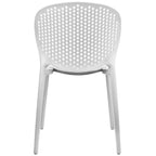 Chaise de salle à manger moderne en plastique pour jardin, patio, intérieur ou extérieur, empilable, protégée contre les UV, sans accoudoirs, avec dossier à pois Surf
