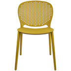 Chaise de salle à manger moderne en plastique pour jardin, patio, intérieur ou extérieur, empilable, protégée contre les UV, sans accoudoirs, avec dossier à pois Surf