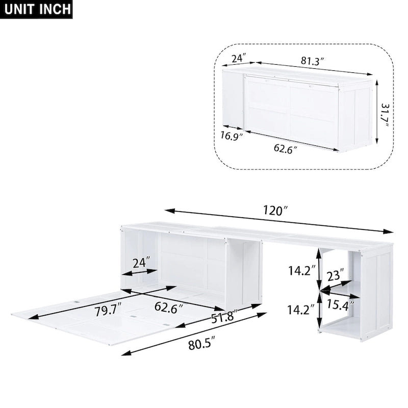 Lit avec une table rotative