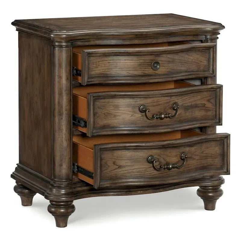 Ensemble traditionnel de 6 pièces de chambre à coucher de style formel en chêne brun de style ancien