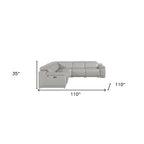 Canapé d'angle en U relax électrique en cuir véritable italien gris clair avec panneau de commande