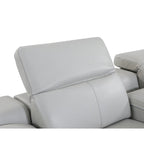 Canapé d'angle en U relax électrique en cuir véritable italien gris clair avec panneau de commande