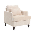 Fauteuil simple en chenille, fauteuil d'appoint rembourré avec coussin moelleux, fauteuil de lecture moderne du milieu du siècle