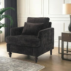 Fauteuil simple en chenille, fauteuil d'appoint rembourré avec coussin moelleux, fauteuil de lecture moderne du milieu du siècle