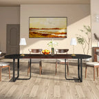 Table à manger ovale moderne de 70,86 pouces avec plateau à lattes, tables de cuisine incurvées pour 6 à 8 personnes