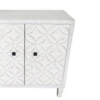 Bahut/buffet de rangement moderne blanc lavé de 60 pouces à 4 portes avec armoire de rangement accentuante en bois