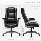 Fauteuil de bureau de direction en cuir - Chaise d'ordinateur à dossier haut avec accoudoirs rembourrés relevables et inclinaison réglable verrouillable