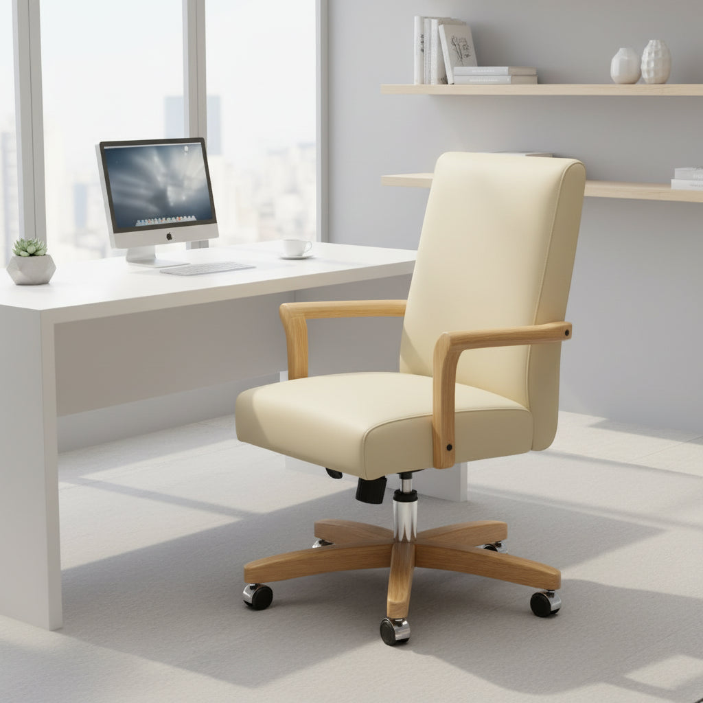 Bureaux et chaises pivotants en cuir de vachette pleine fleur, style ferme moderne