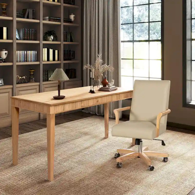 Bureaux et chaises pivotants en cuir de vachette pleine fleur, style ferme moderne