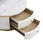 Table basse ronde gigogne blanche avec tiroirs