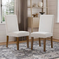 Chaise de salle à manger en tissu ivoire de style campagnard