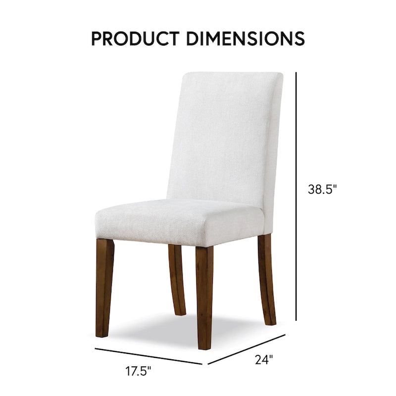 Chaise de salle à manger en tissu ivoire de style campagnard