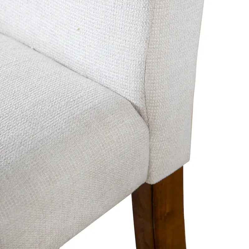 Chaise de salle à manger en tissu ivoire de style campagnard