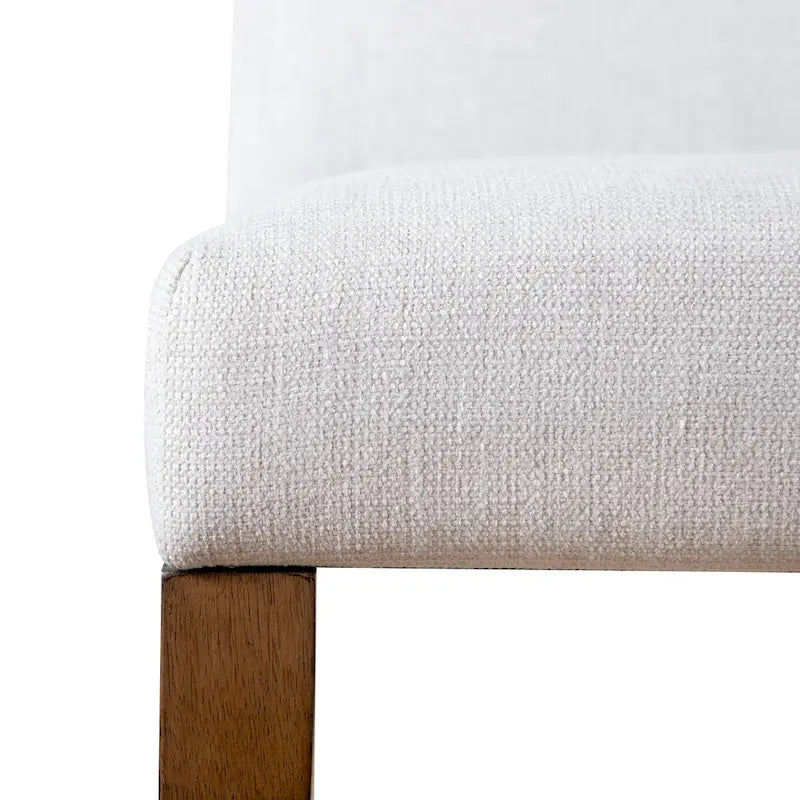 Chaise de salle à manger en tissu ivoire de style campagnard