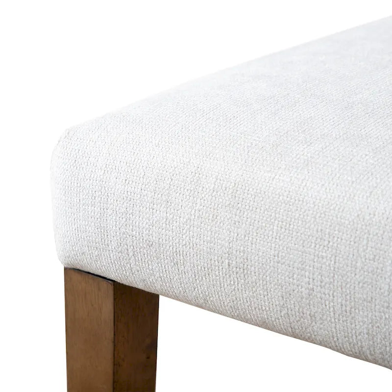 Chaise de salle à manger en tissu ivoire de style campagnard