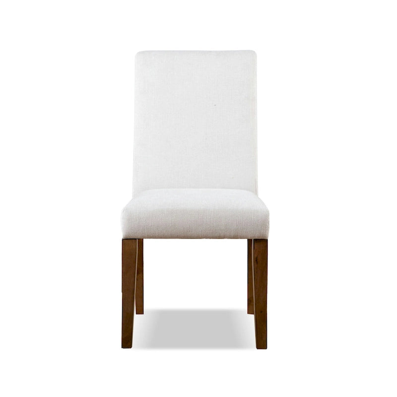 Chaise de salle à manger en tissu ivoire de style campagnard
