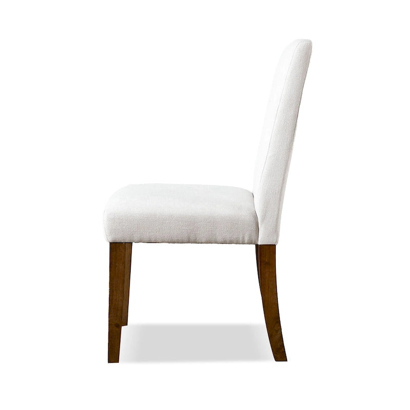 Chaise de salle à manger en tissu ivoire de style campagnard