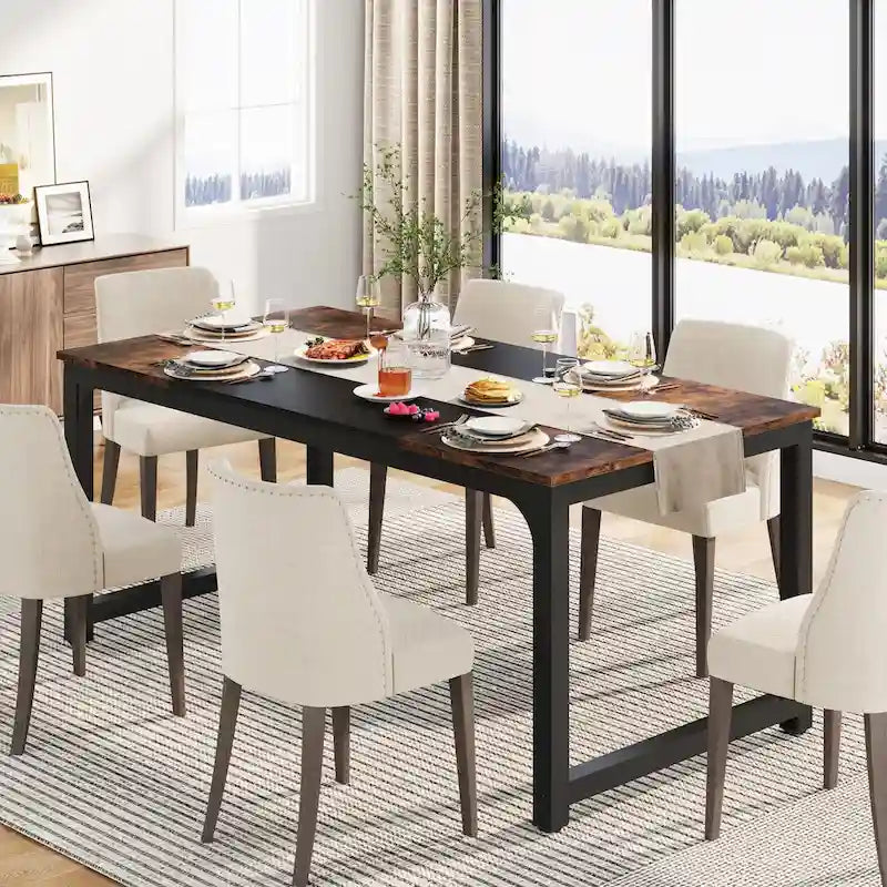 Table de salle à manger industrielle de 63 po pour 4-6 personnes, table de cuisine pour salle à manger - 63 L x 31.5 W x 29.53 H