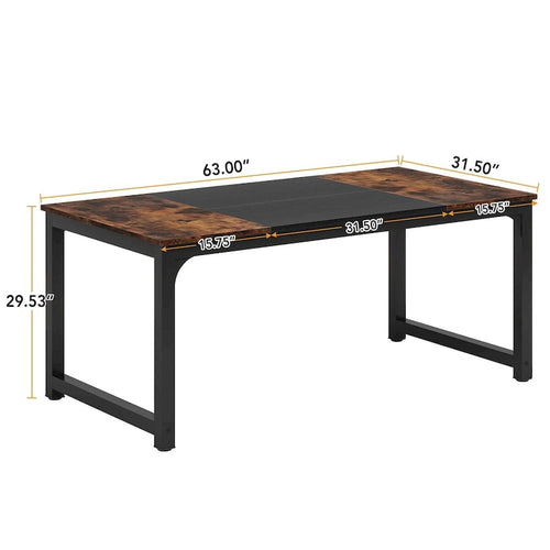 Table de salle à manger industrielle de 63 po pour 4-6 personnes, table de cuisine pour salle à manger - 63 L x 31.5 W x 29.53 H