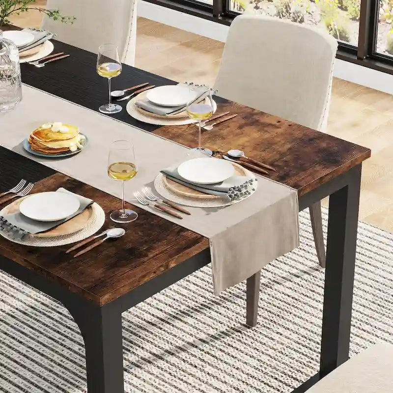 Table de salle à manger industrielle de 63 po pour 4-6 personnes, table de cuisine pour salle à manger - 63 L x 31.5 W x 29.53 H