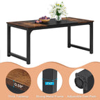 Table de salle à manger industrielle de 63 po pour 4-6 personnes, table de cuisine pour salle à manger - 63 L x 31.5 W x 29.53 H