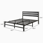 Cadre de lit plateforme avec tête de lit en bois, rangement sous le lit, antidérapant