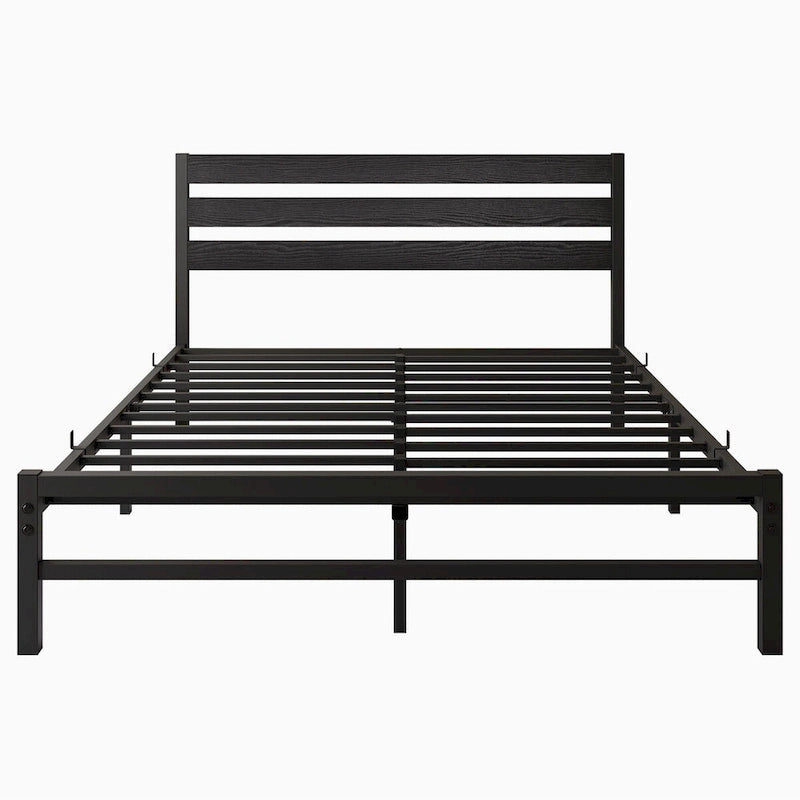 Cadre de lit plateforme avec tête de lit en bois, rangement sous le lit, antidérapant