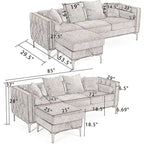 Canapé d'angle moderne convertible en chenille capitonnée