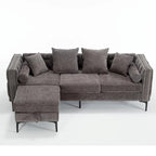 Canapé d'angle moderne convertible en chenille capitonnée