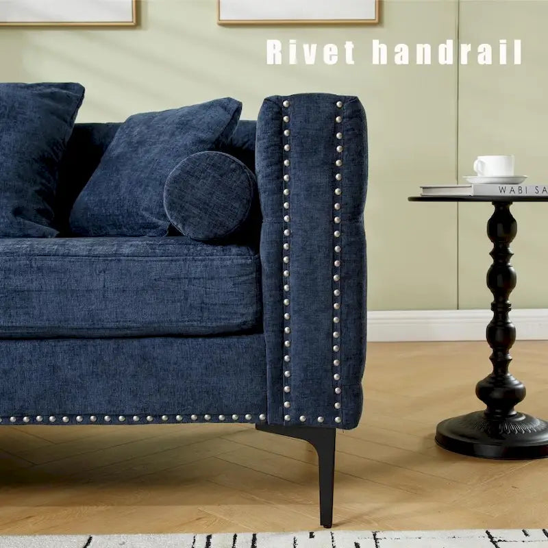 Canapé d'angle moderne convertible en chenille capitonnée