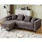 Canapé d'angle moderne convertible en chenille capitonnée